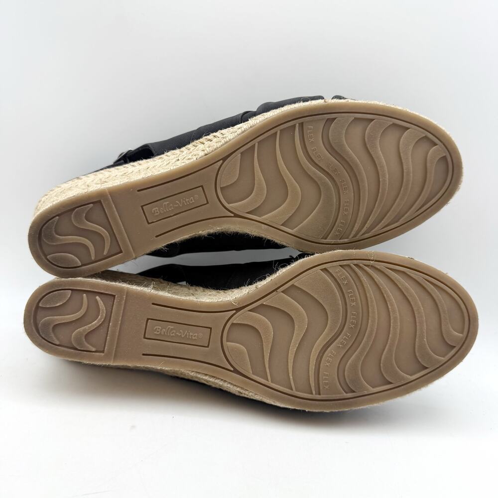 Bella Vita Black Knotted Slingback Espadrille Wedge Sandals - Picture 11 of 14